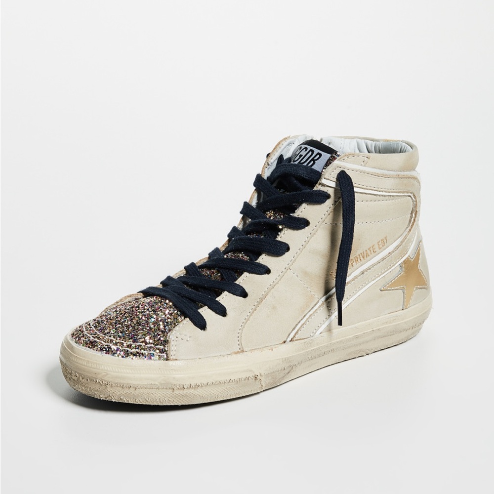 Golden Goose Slide Sneakers Cream / Multi Glitter Size 40 - Pre Owned